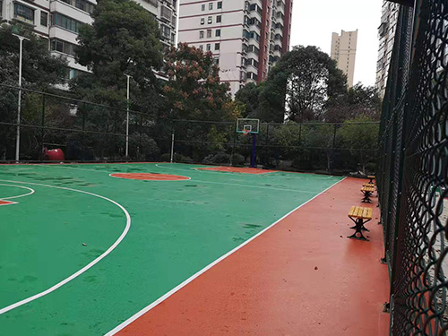 常德市武陵區國源小區塑膠籃球場，硅PU球場，籃球架安裝 體育器材，體育設施